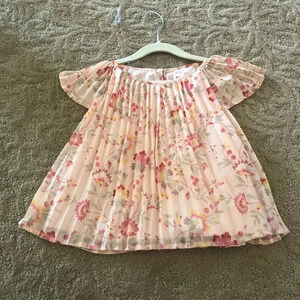 Gap Kids s pleated chiffon floral swing top blouse peach girls small